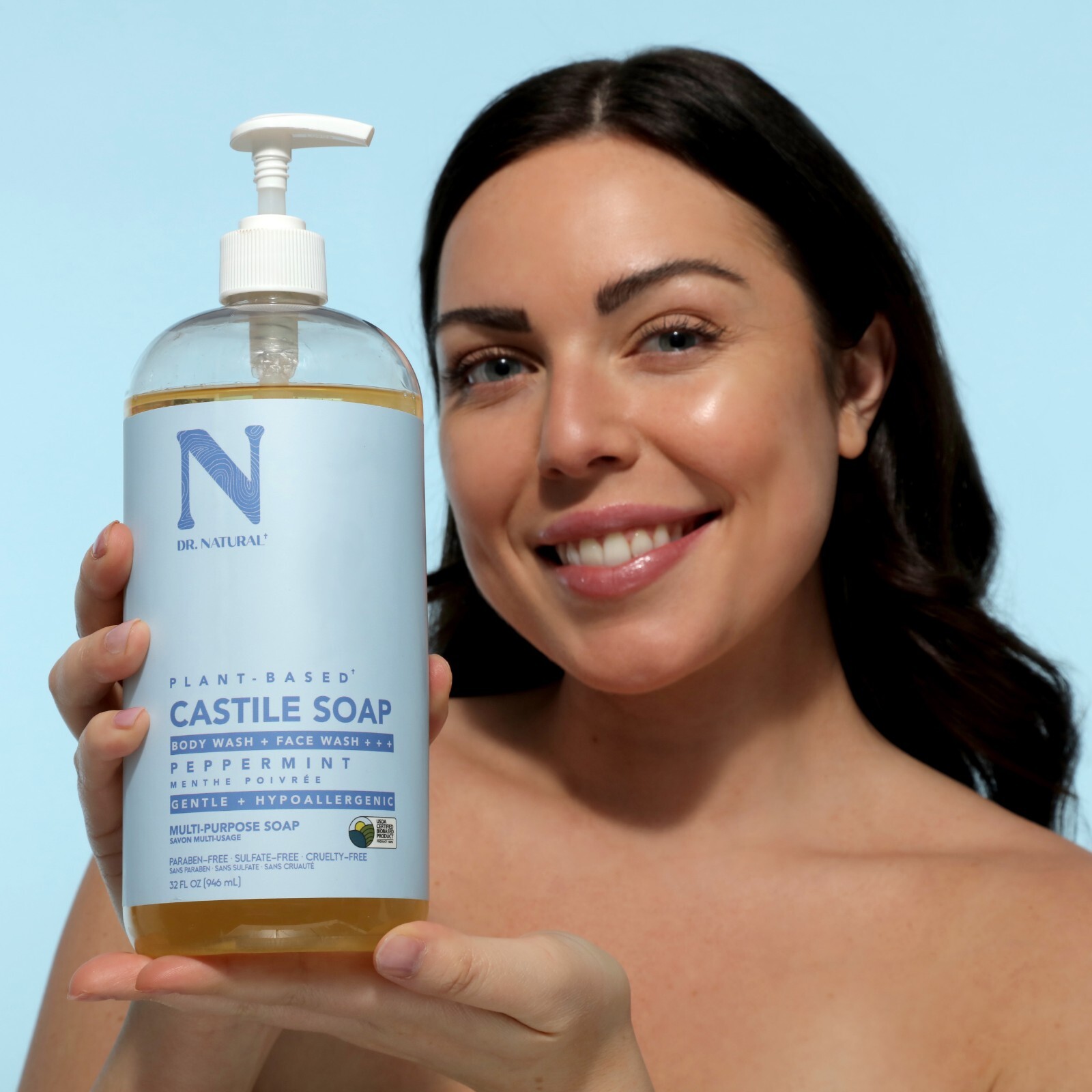 “Dr. Natural Castile Liquid Soap -Peppermint , 32 oz Soap”