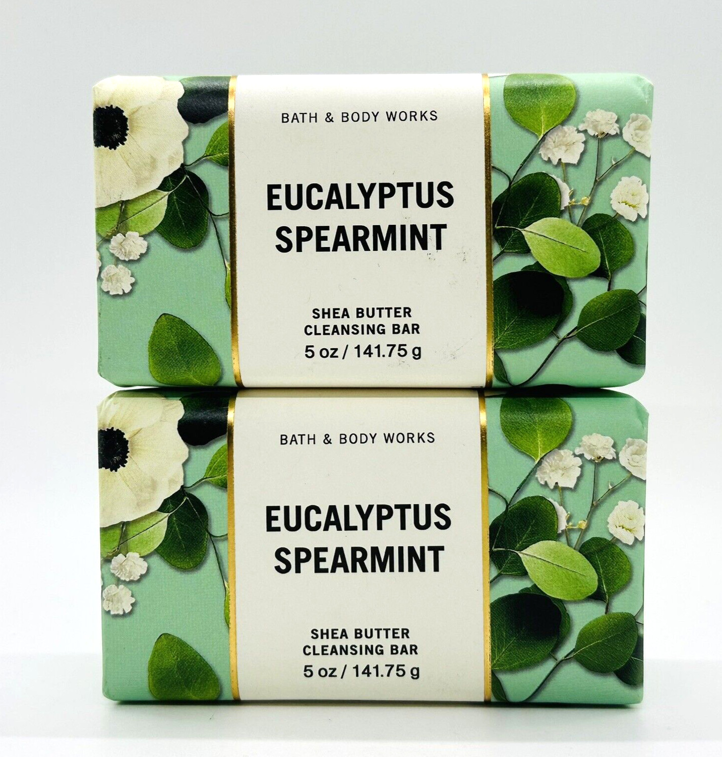 2-Pack Bath & Body Works EUCALYPTUS SPEARMINT Shea Butter Cleansing Bar Soap 5oz