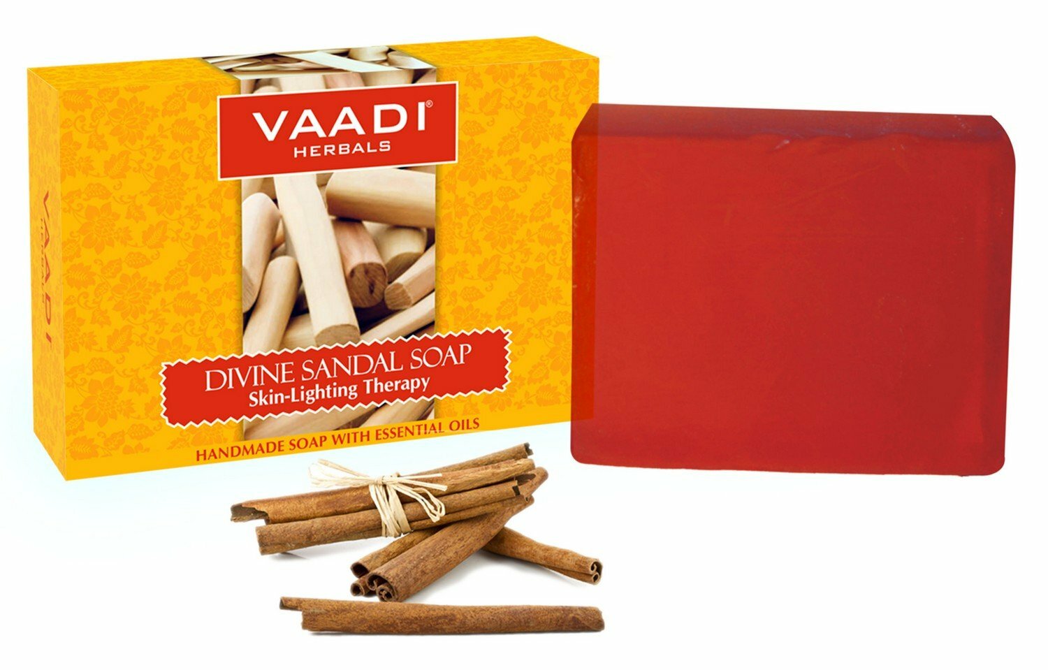 Vaadi Herbals Divine Body Skin Sandal Soap with Saffron and Turmeric, 75g