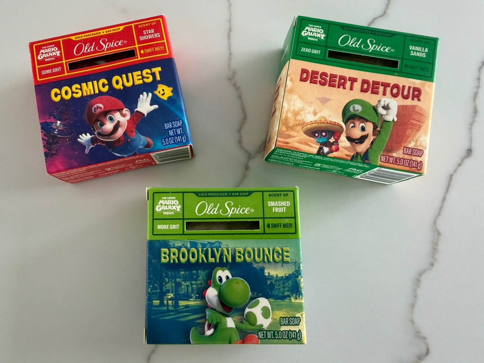 NEW 3 Old Spice Super Mario Galaxy 5oz Soap Bars Mario, Luigi & Yoshi