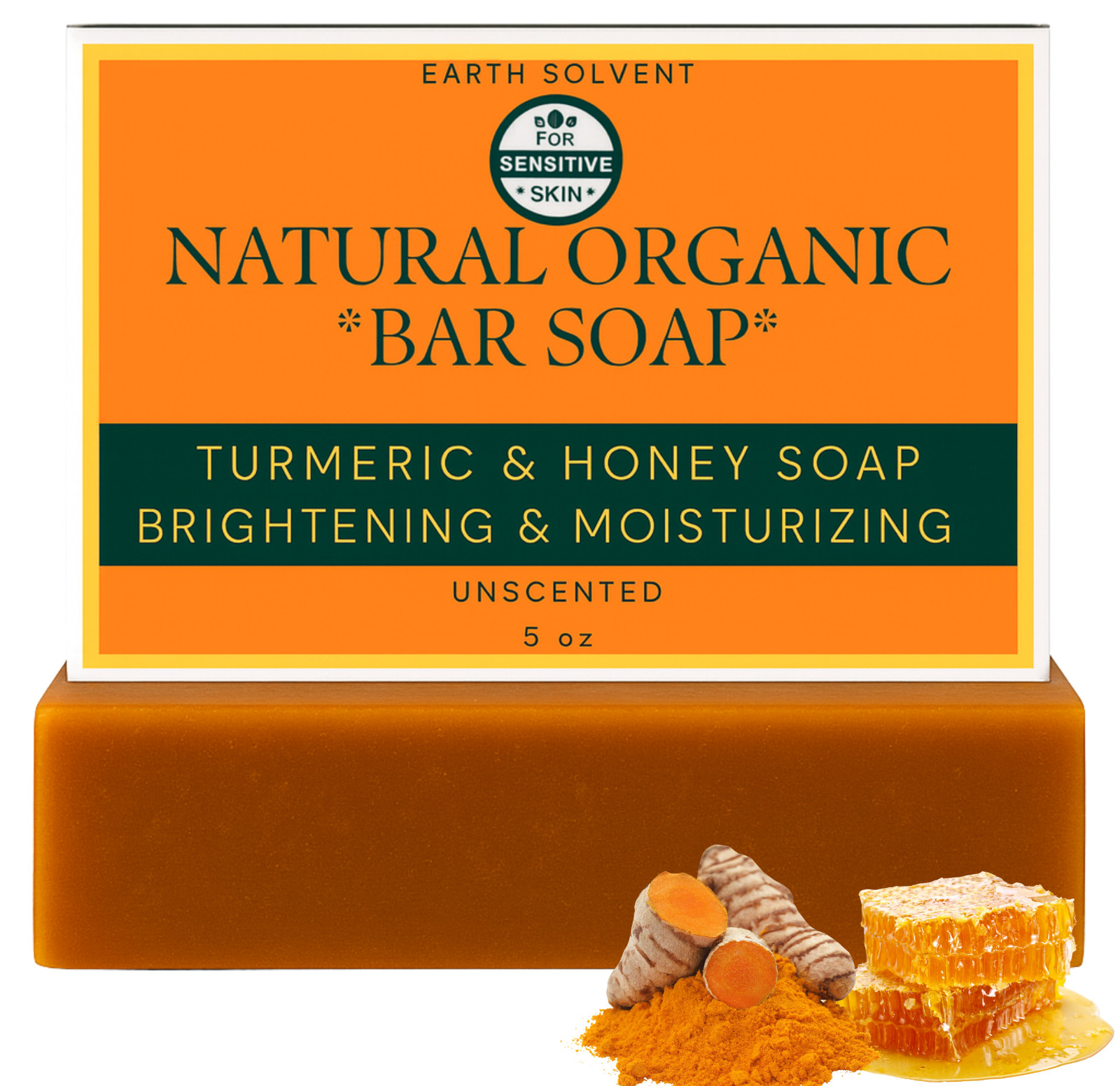 Earth Solvent Natural Organic Handmade Soap For Face & Body Mild Soap Bar 5oz