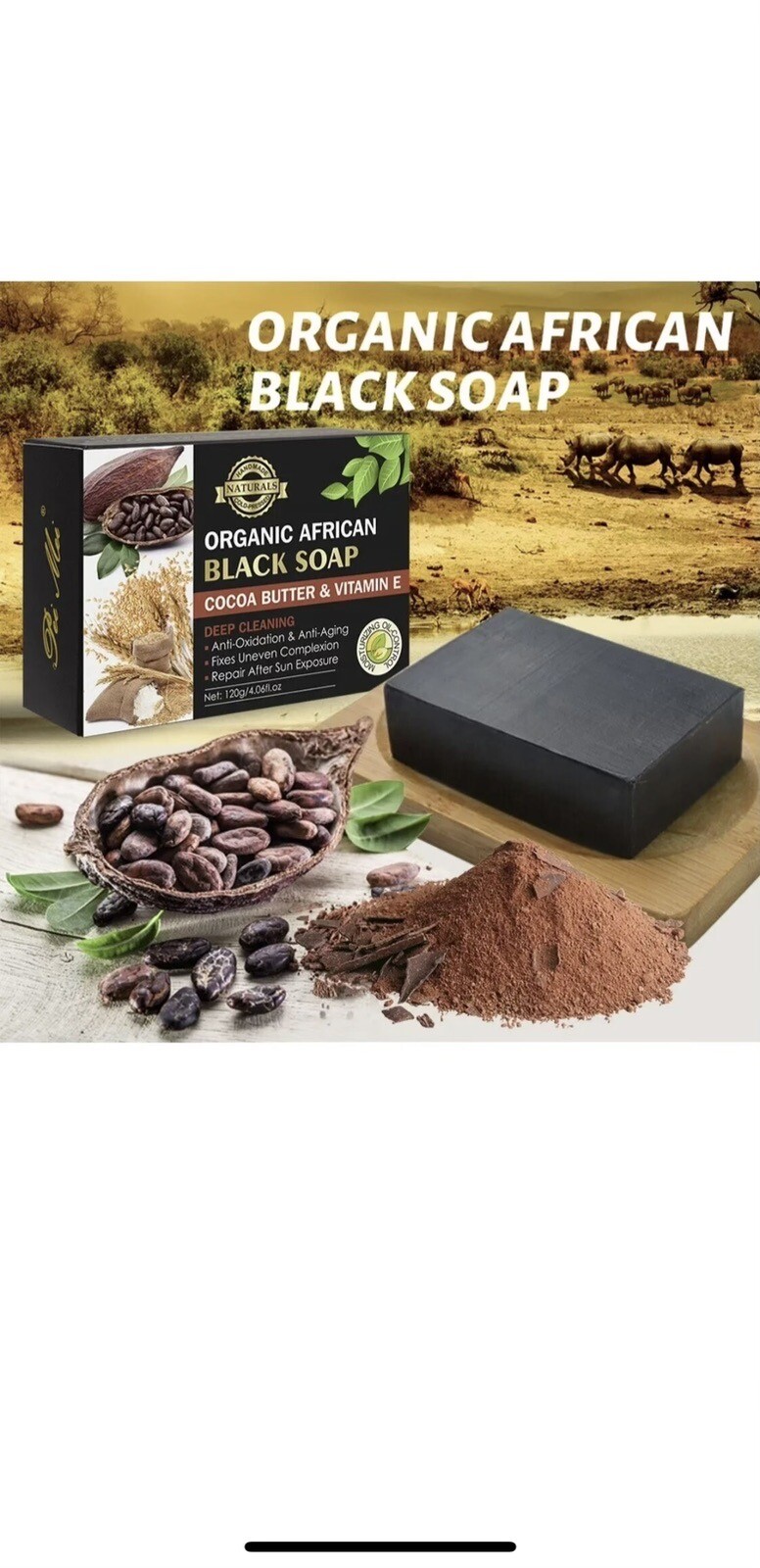 Organic African Black Soap Deep Cleaning Detoxifying Effect