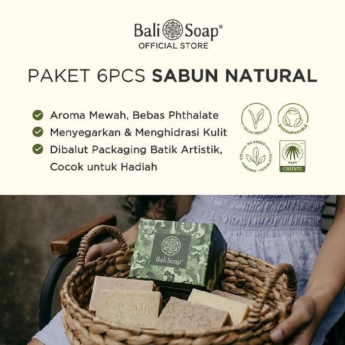 Bali Soap Gift Set 6 x 100g Natural Handmade Bar Soaps – 100% Original