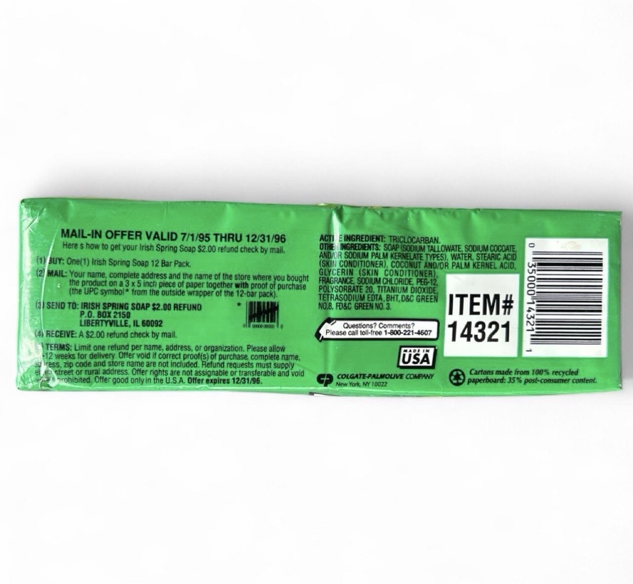 Vintage Irish Spring Soap 12 Bar Super Pack Discontinued 1995 Original Sealed