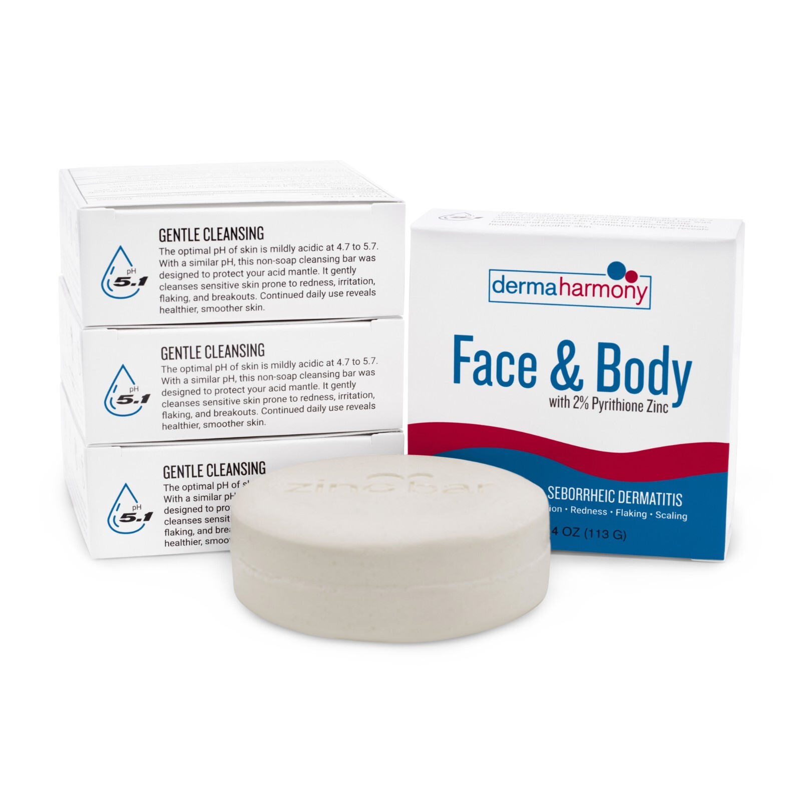 2% Pyrithione Zinc Face & Body Bar (non-soap) – Unscented – 4 oz