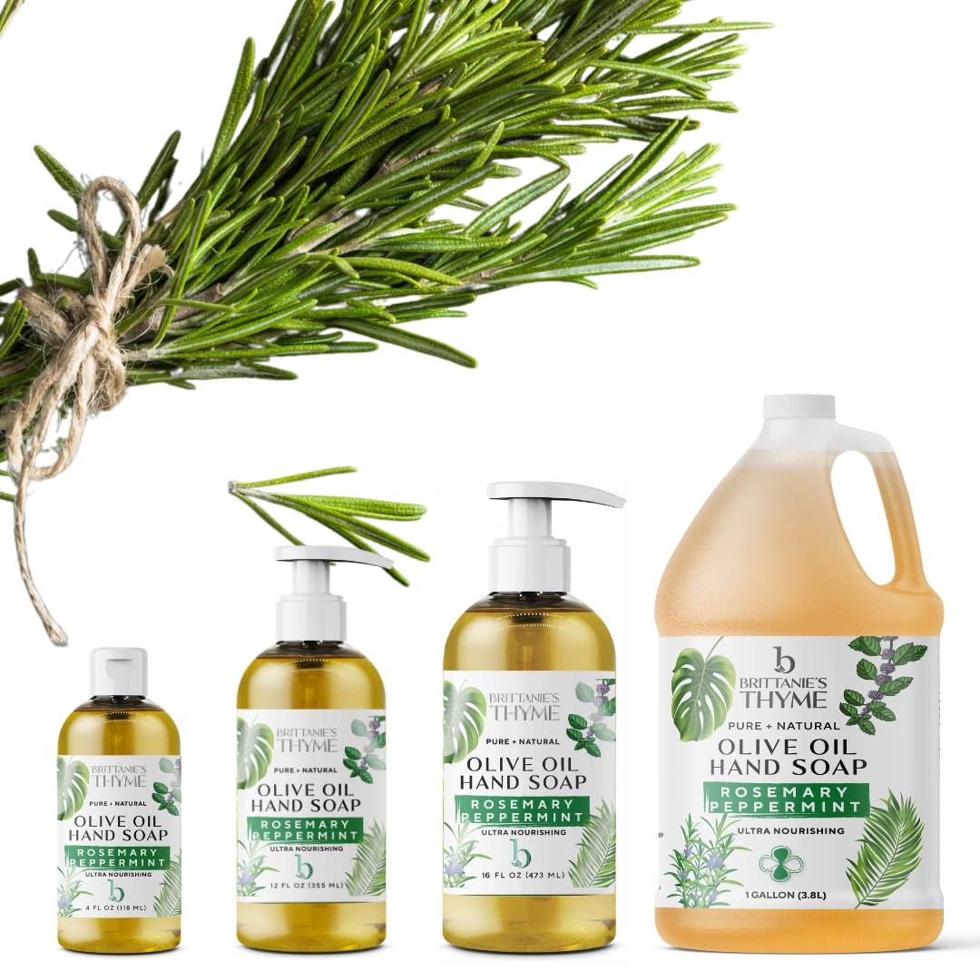 Pure Organic Castile Liquid Olive Oil Soap Refill, Rosemary Peppermint, 1 Gallon