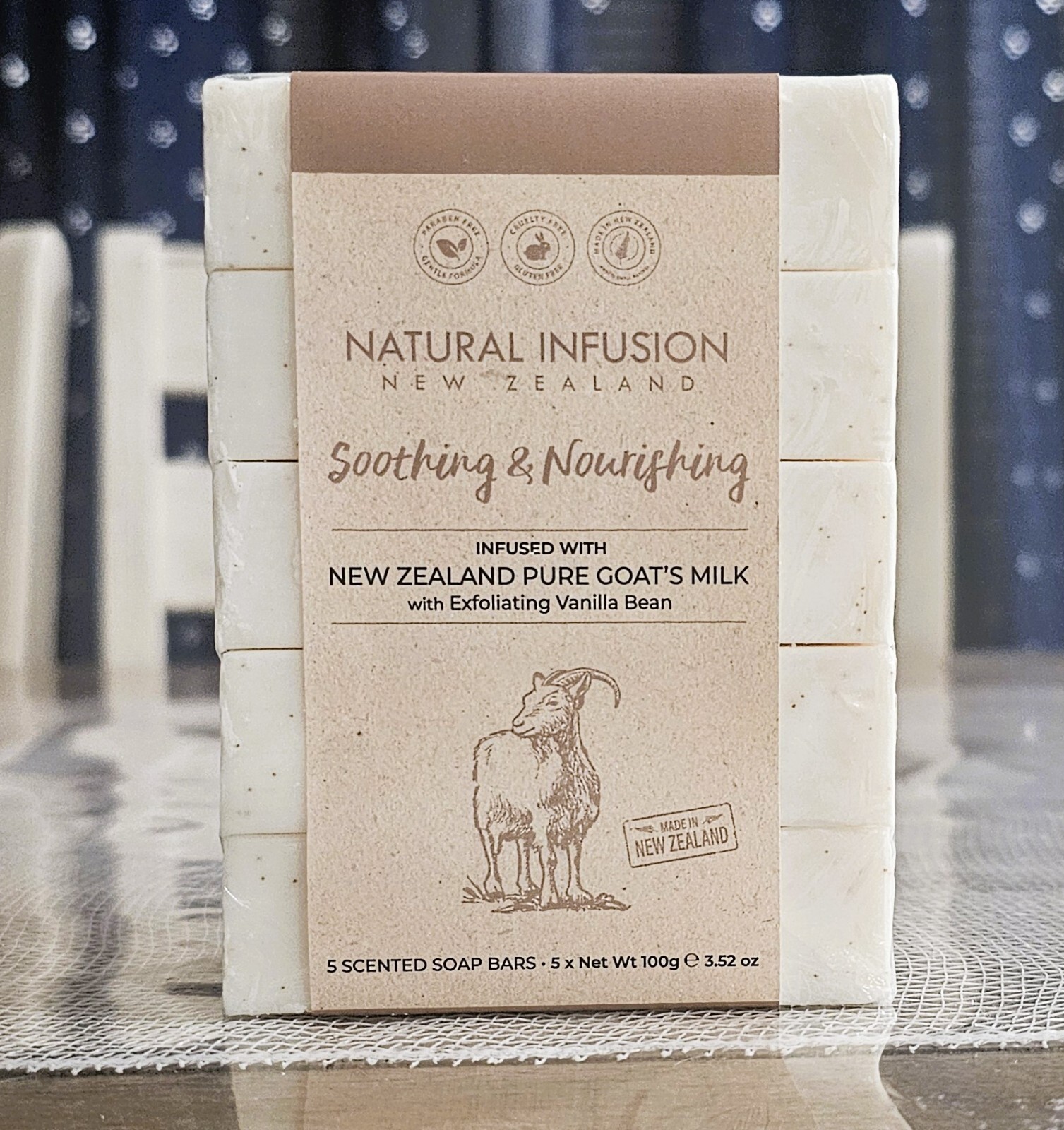 Natural Infusion New Zealand Pure Goat’s Milk Soap Bars 5 Pk 17.6 oz