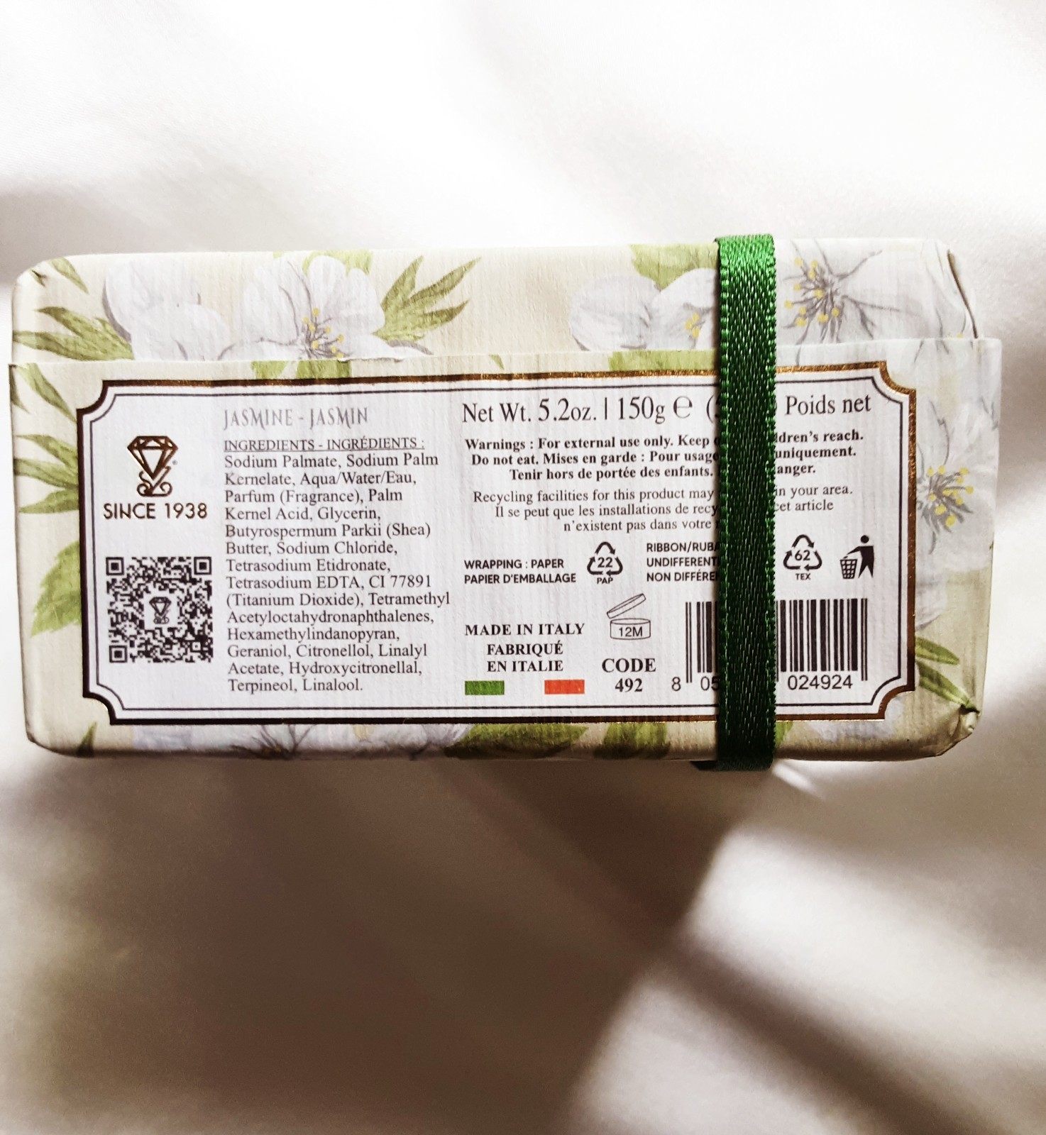Saponificio Zeni Diamante srl Triple Milled Jasmine Soaps 3 x 5.2oz