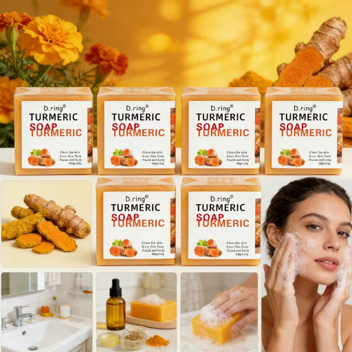 2Bar Turmeric & Curcumin Soap Set with Lemon – Handmade, Alcohol-Free, Suitable
