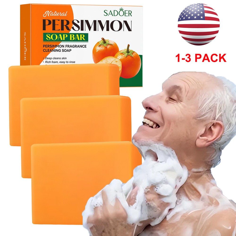 3PCS SADOER Persimmon Soap Bar Body Odor Control Deodorant Soap for Men & Women