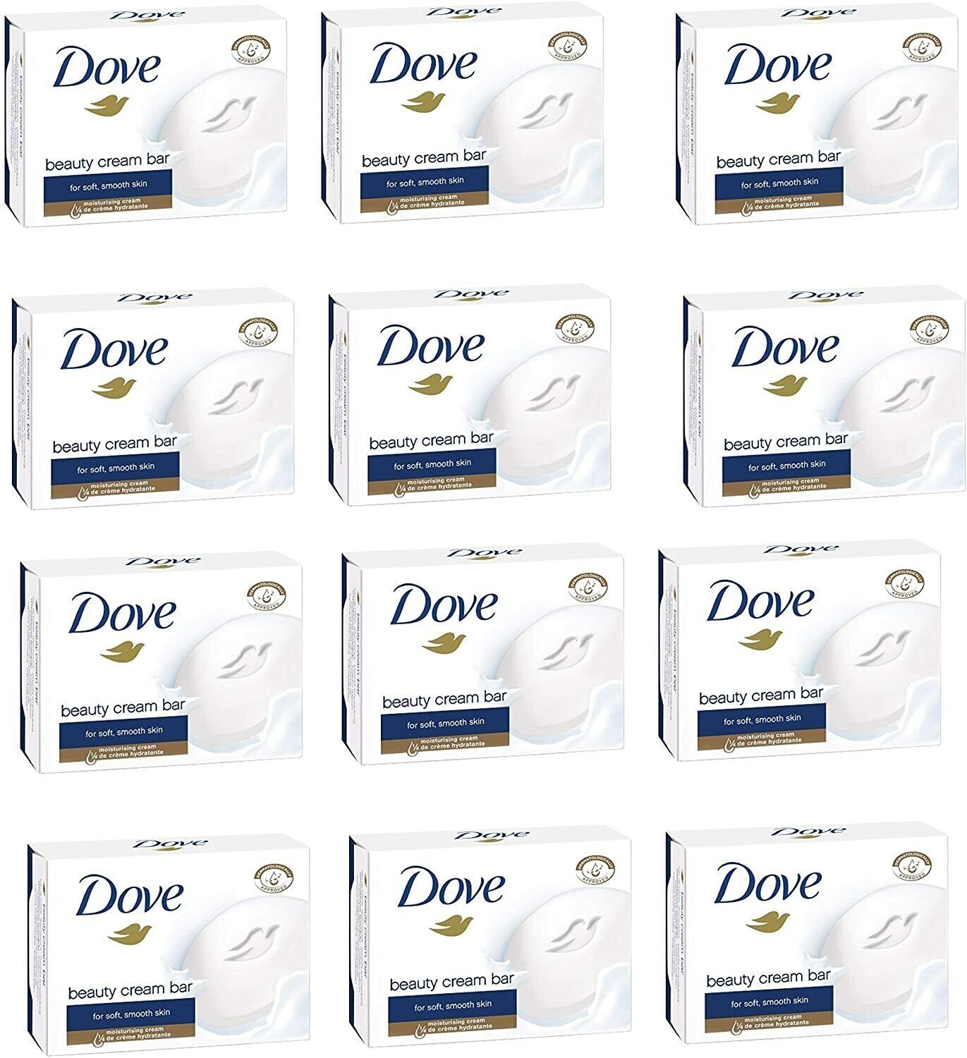 Dove Soap Bar Original White Moisturizing Cream Beauty 135g, 4.75 oz x 12 Pack