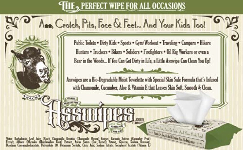 Asswipes 12 Pack, 540 wipes – Flushable Personal Cleansing Body, Butt and Bat…
