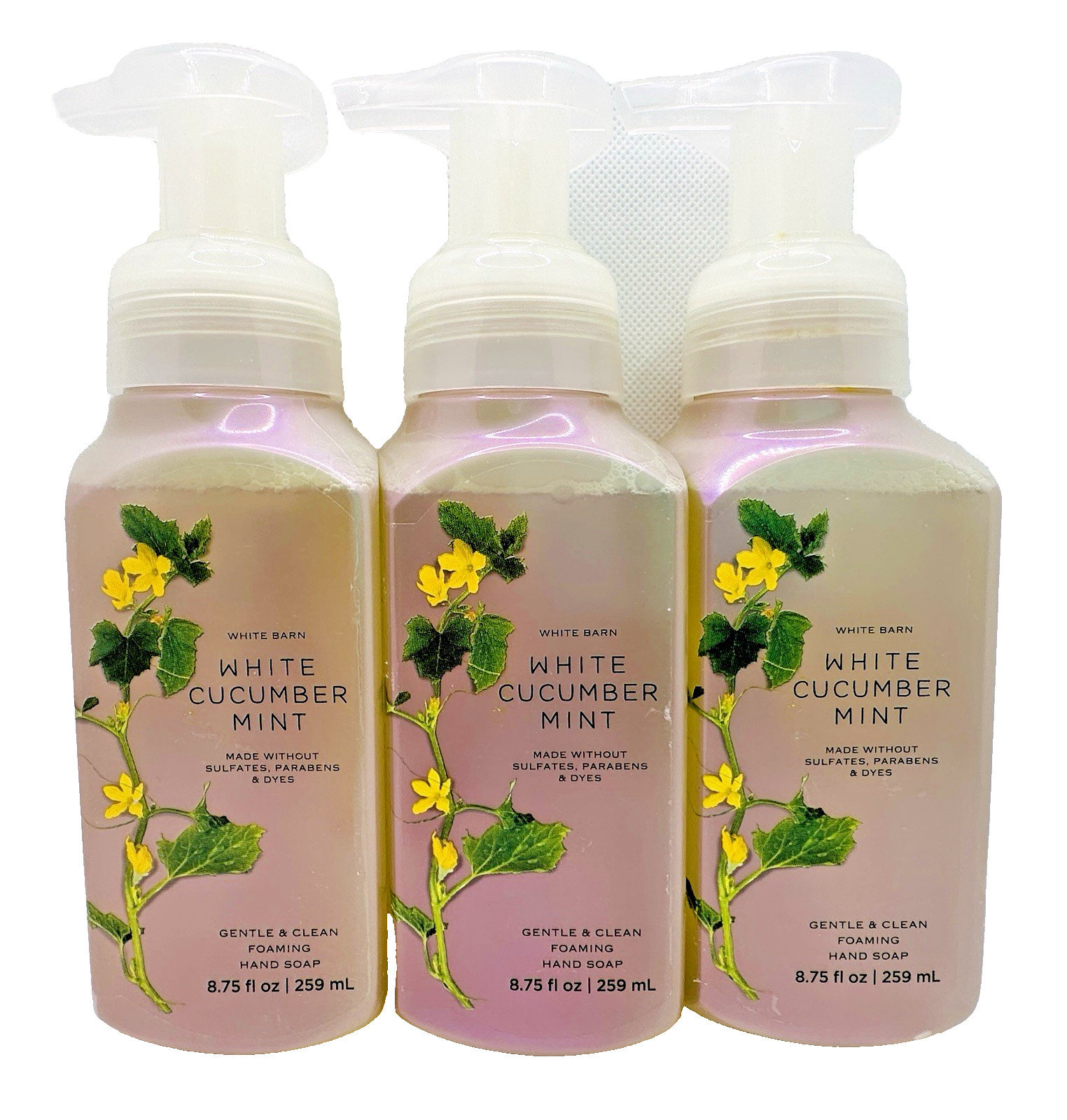 Bath & Body Works White Cucumber Mint Foaming Hand Soap 8.75 Oz x3