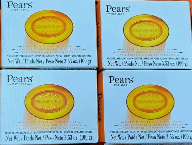 Pears Transparent Glycerin 4pack Bar Germ Shield Natural ORANGE 3.53 oz 100g