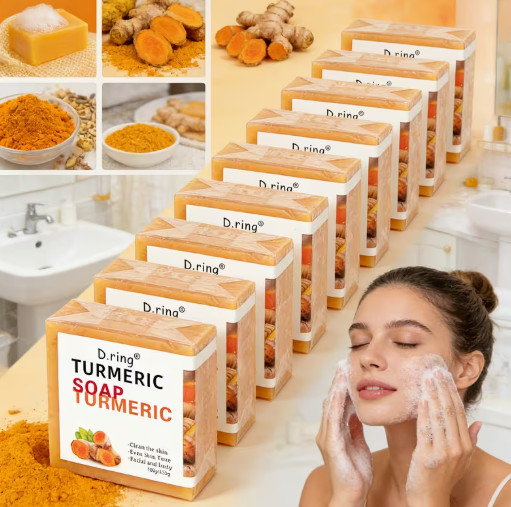 2Bar Turmeric & Curcumin Soap Set with Lemon – Handmade, Alcohol-Free, Suitable