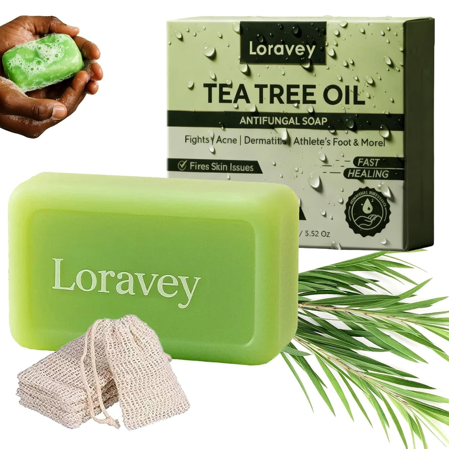 Antifungal Relief Soap Bar, New Tea Tree Oil Soap, Natural Foot & Body Soaps for
