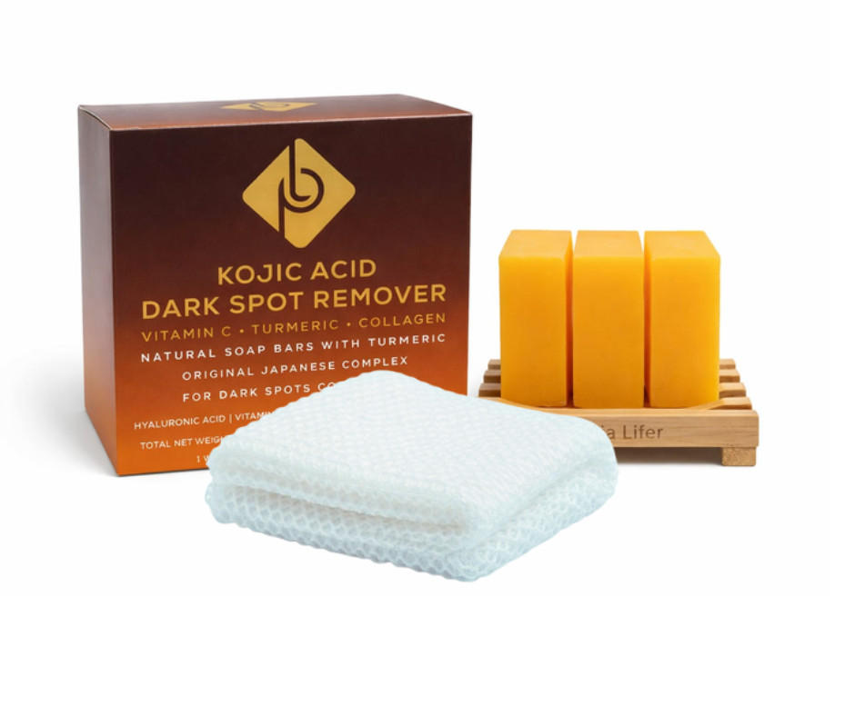 Kojic Acid Dark Spot Remover Soap Bars with Vitamin C, Retinol, Turmeric…