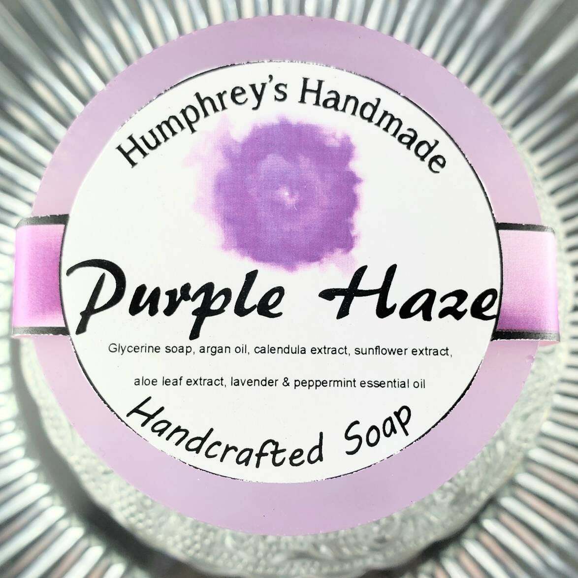 PURPLE HAZE Hemp Oil Soap, Peppermint Lavender Detergent Free, Glycerin Bar