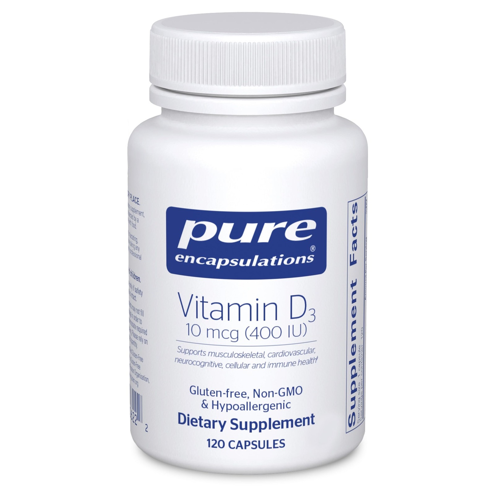 Pure Encapsulations Vitamin D3 10 mcg (400 IU) | 120 Count (Pack of 1)