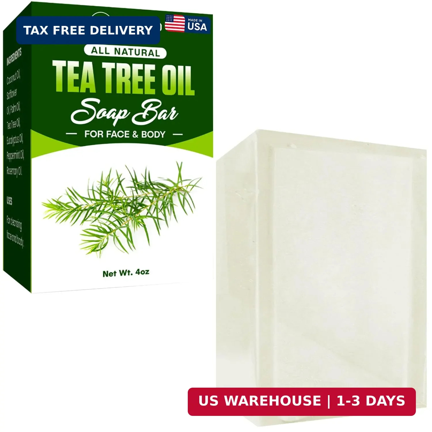 Tea Tree Soap – Natural Defense Tea Tree Oil Wash Bar for Face & Body – Remedy S