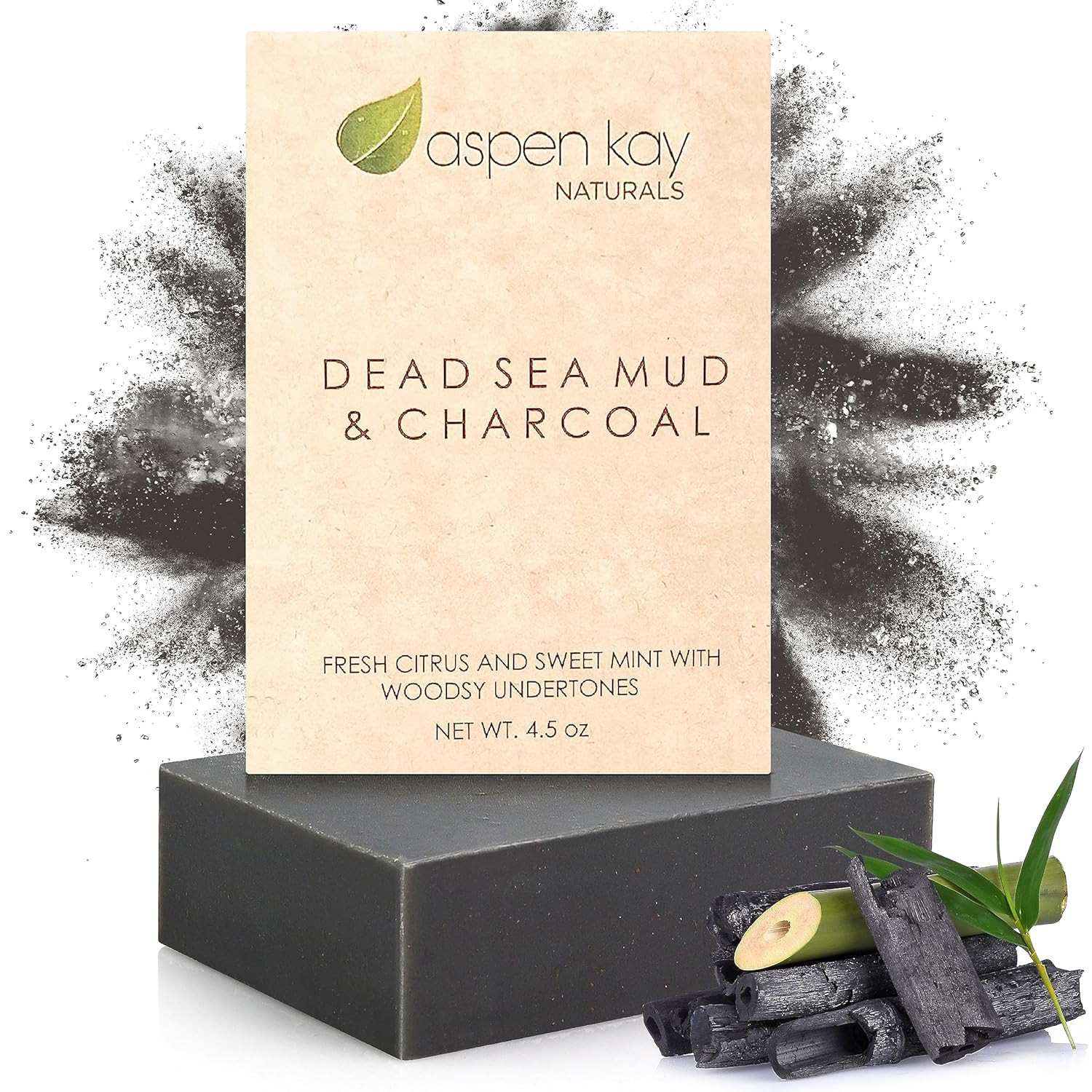 Handmade Dead Sea Mud Soap Bar, Activated Charcoal & Pure Essential Oils, 4.5 Oz