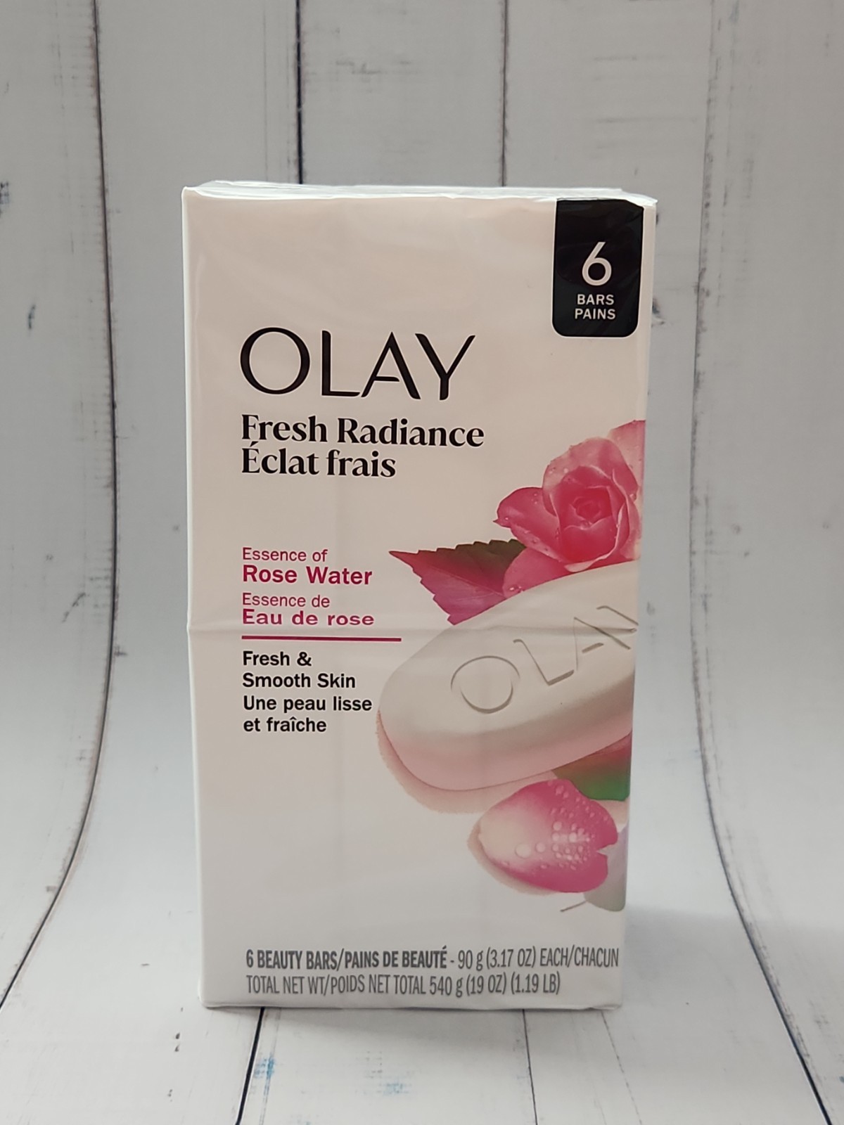 OLAY Fresh Radiance Rose Water Beauty Bar Soap, 6 Bars, Total 19 fl oz