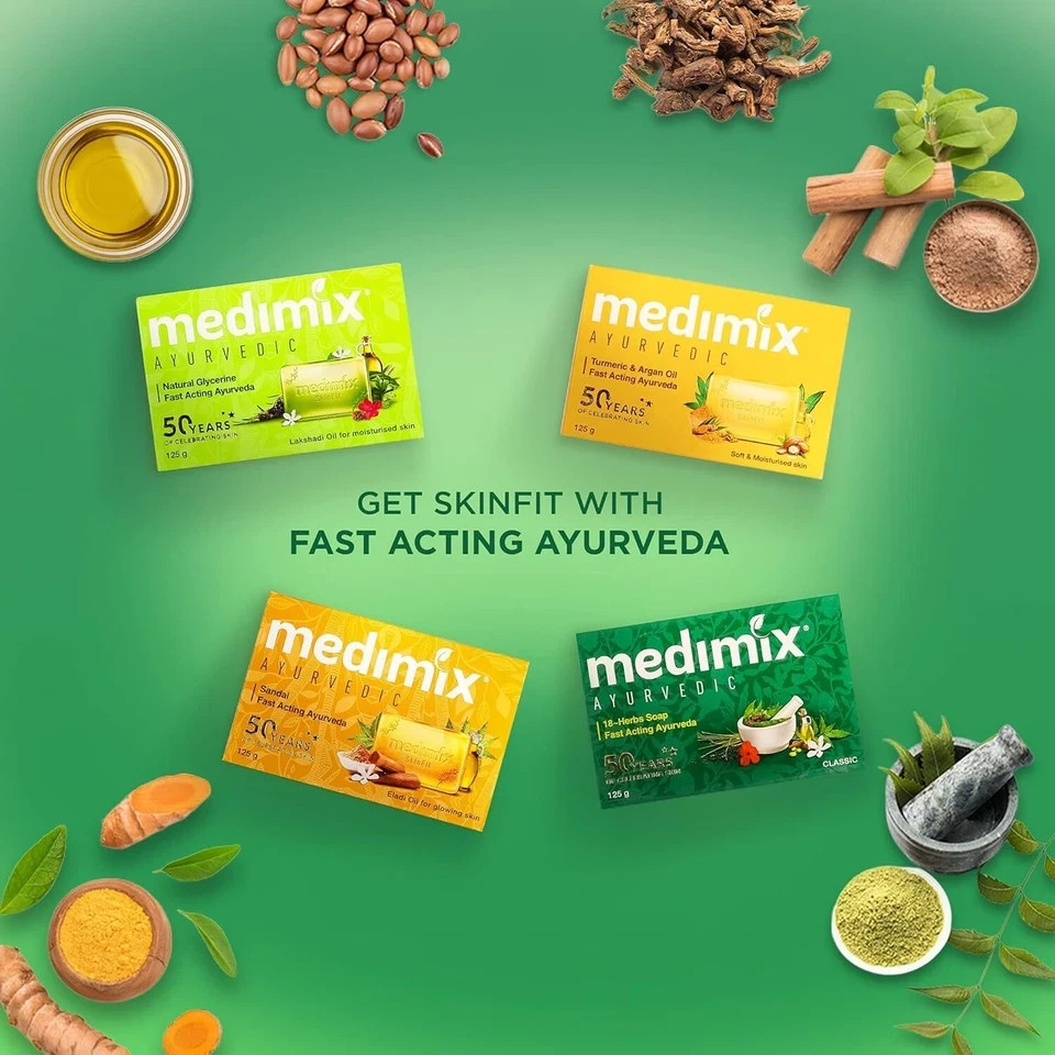 Medimix Ayurvedic Bathing Soap 125g x 5 Bars | Natural Herbal Cleanser