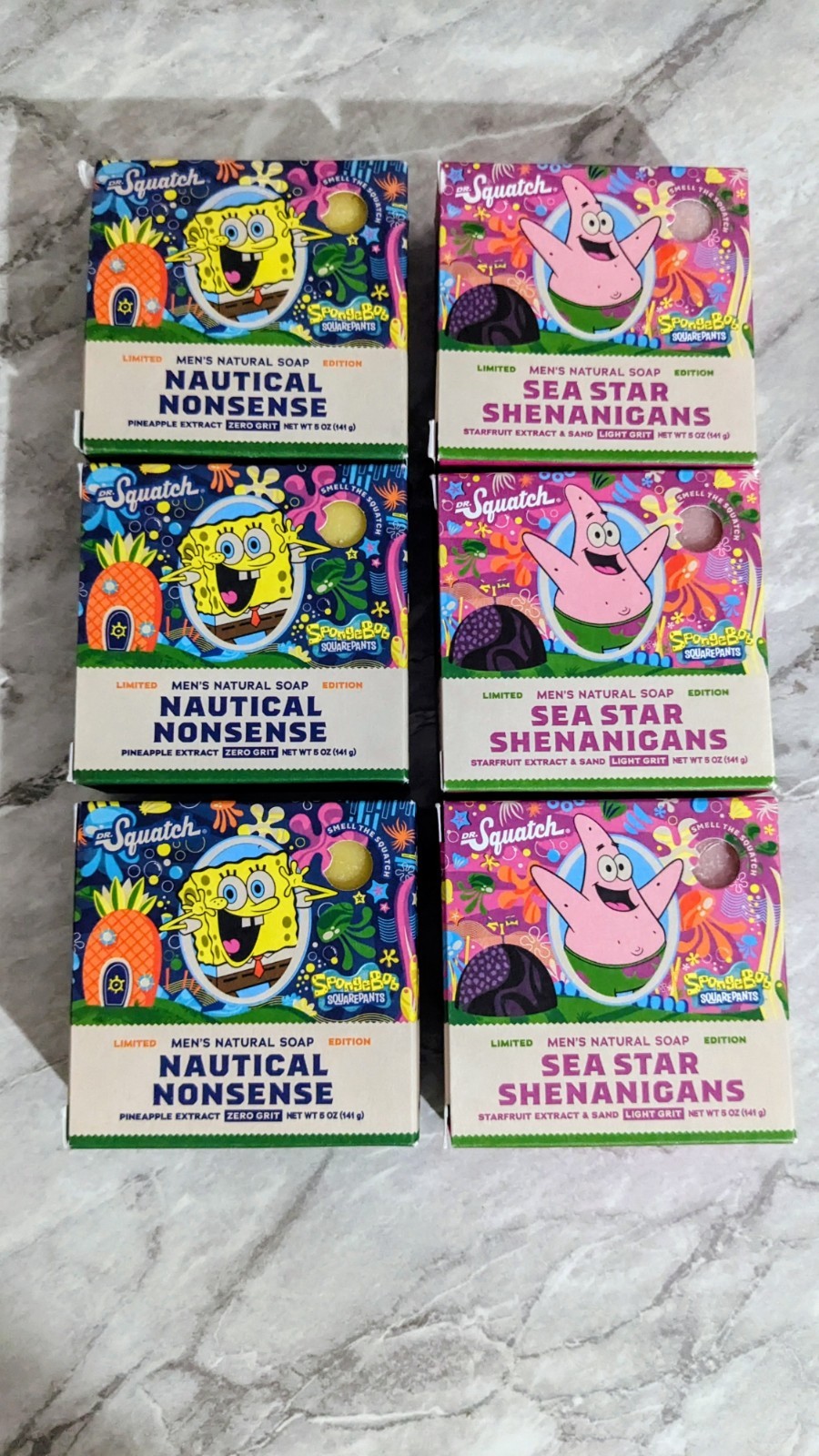 SpongeBob Soap Nautical Nonsense Sea Star Shenanigans Men’s Bar Bath Soap 6 Bars