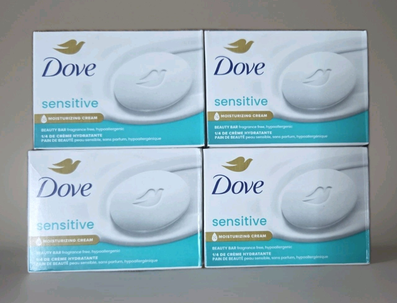 Dove Sensitive Moisturizing Cream Beauty Bar Soap Fragrance Free 3.75oz, 16 Bars