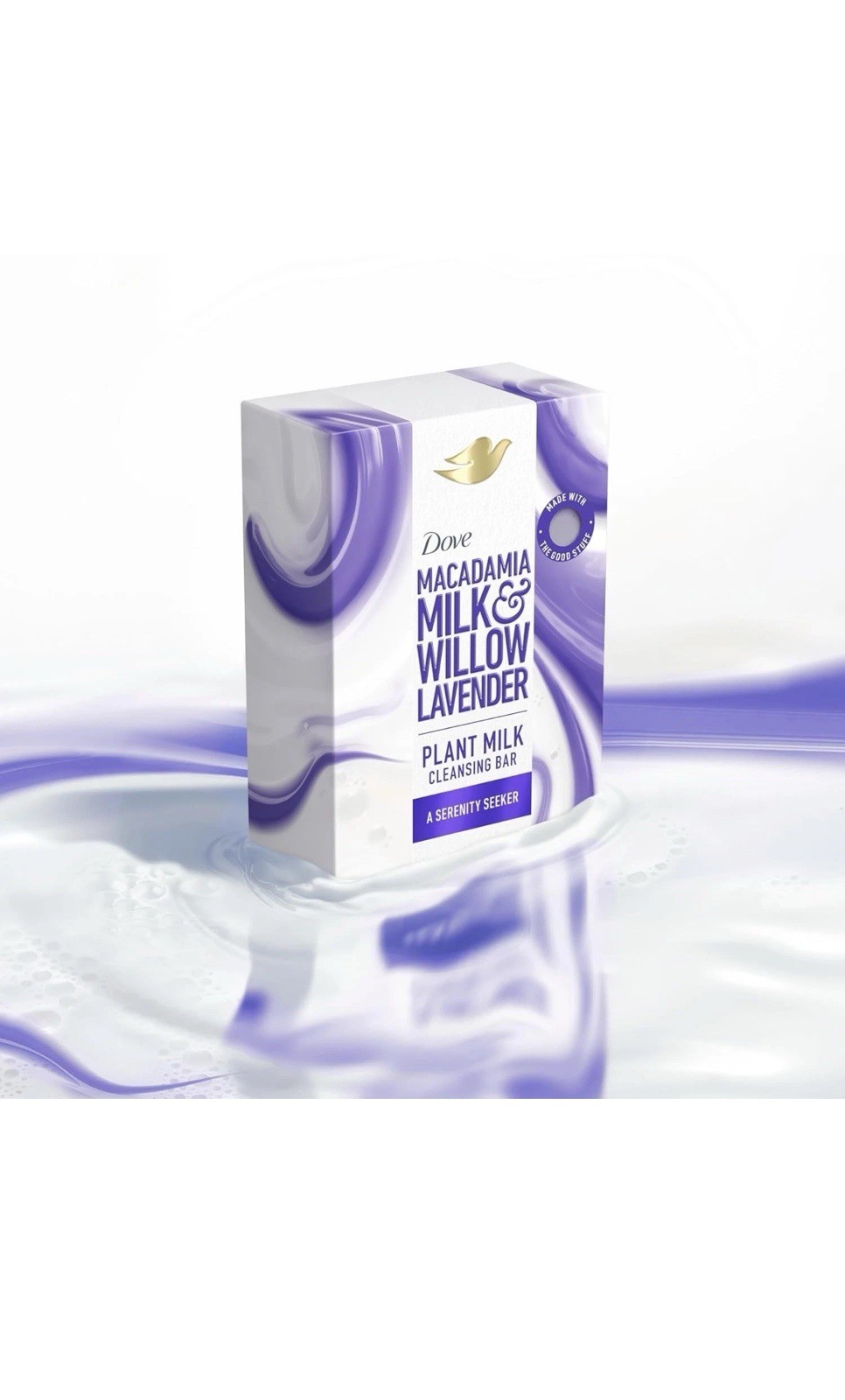 4 Pk Dove Plant Milk Macadamia Milk & Willow Lavender Cleansing Bar Soap 5 oz