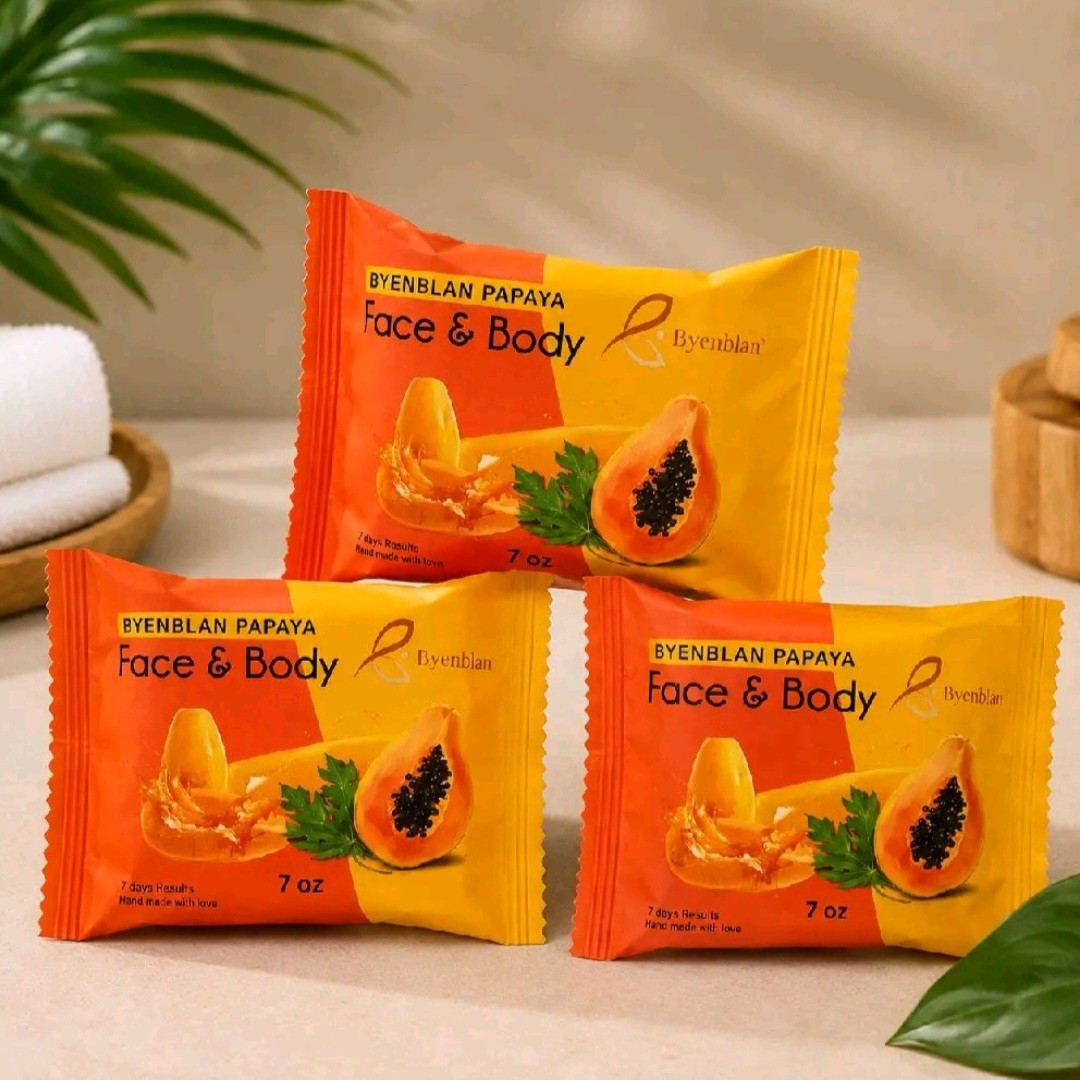 Byenblan 3PCS Papaya Face&Body Bar Soap LRG 70Z Brightening SkinCare UNISEX NEW
