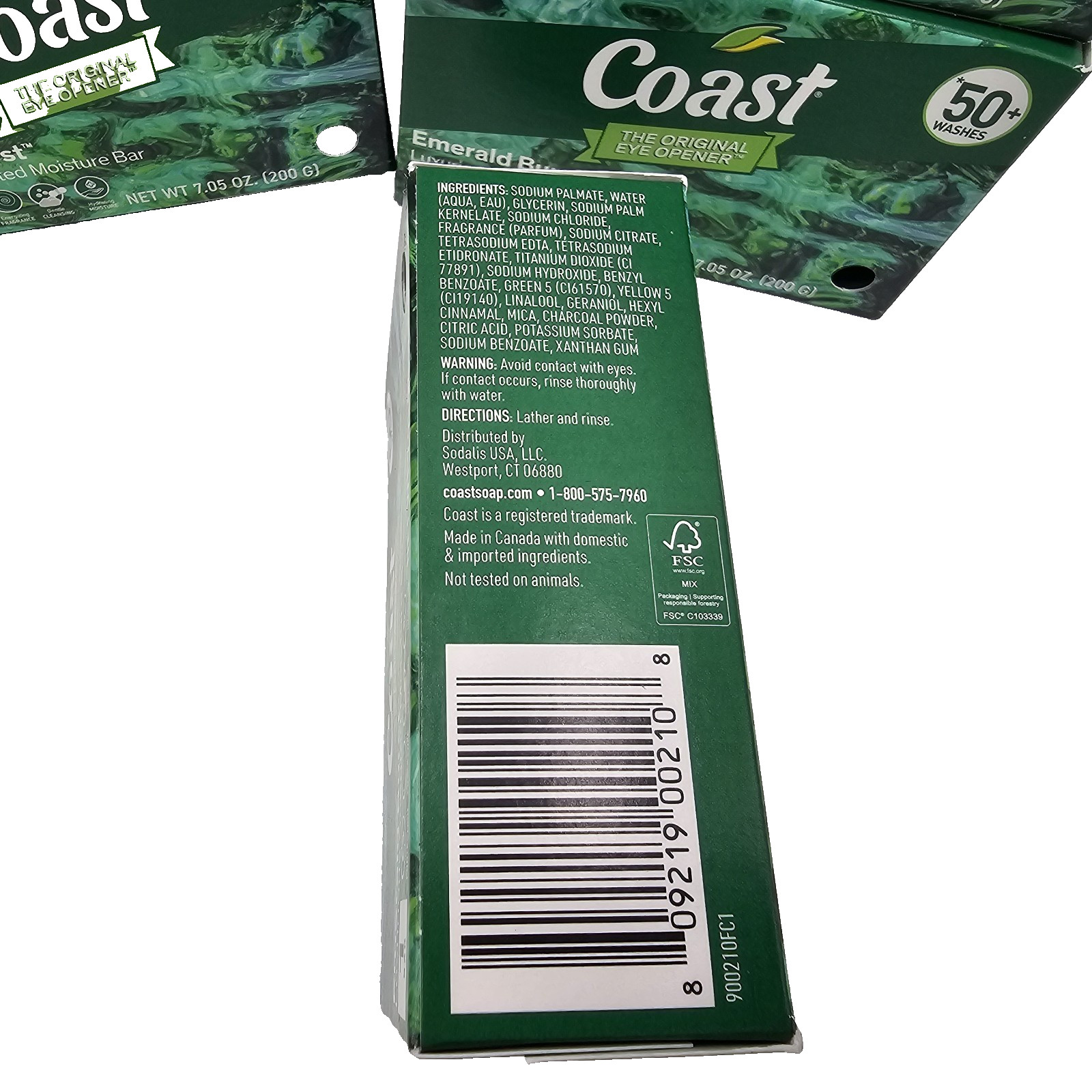 Coast® Emerald Burst Moisturizing Bar Soap 7.05 Oz each Lot of 5 Bars