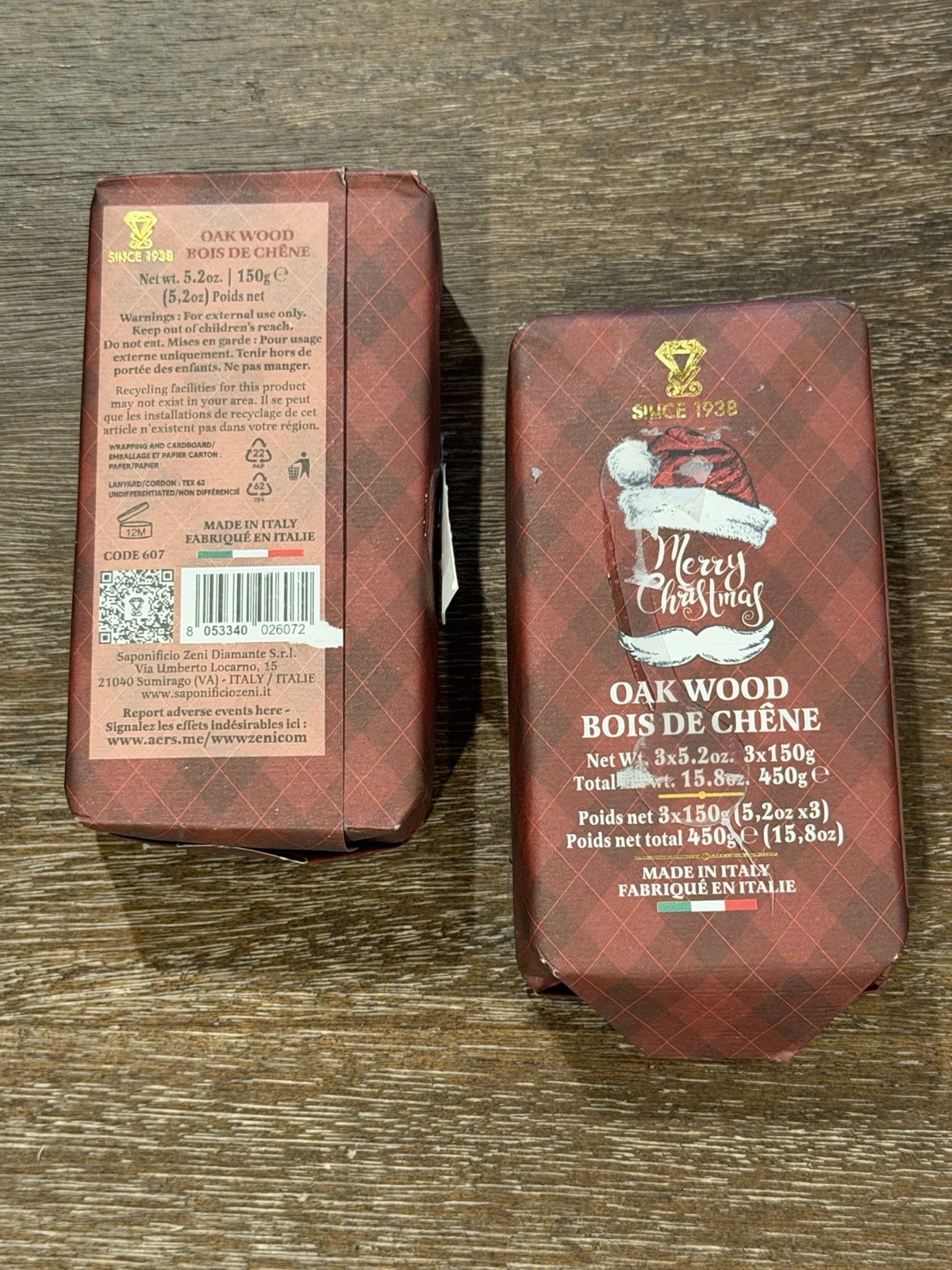 OAKWOOD BOIS DE CHENE XMAS 5.3 OZ EACH SOAP BARS LOT 2 ITALY MENS NEW