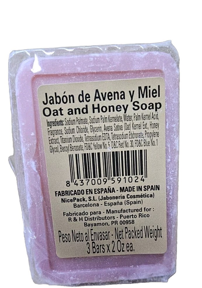 HONEY & OAT SOAP BARS 6 Bars-2 0z. Made In Spain