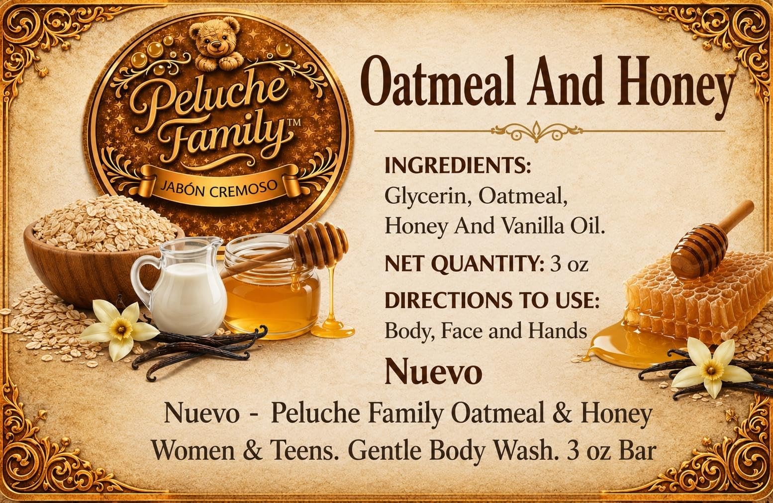 Natural Oatmeal & Honey Soap Bar for Kids and Adults-Eczema, All Natural Dermati