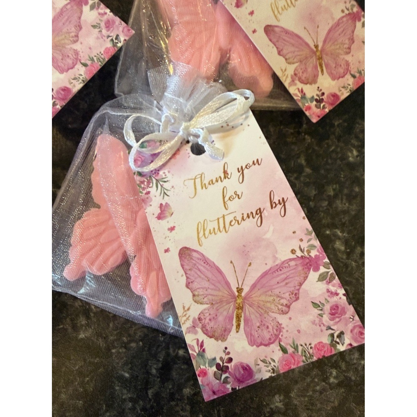 8 Pink Butterfly Thank You Soap Favor Set Baby Shower Bridal Shower