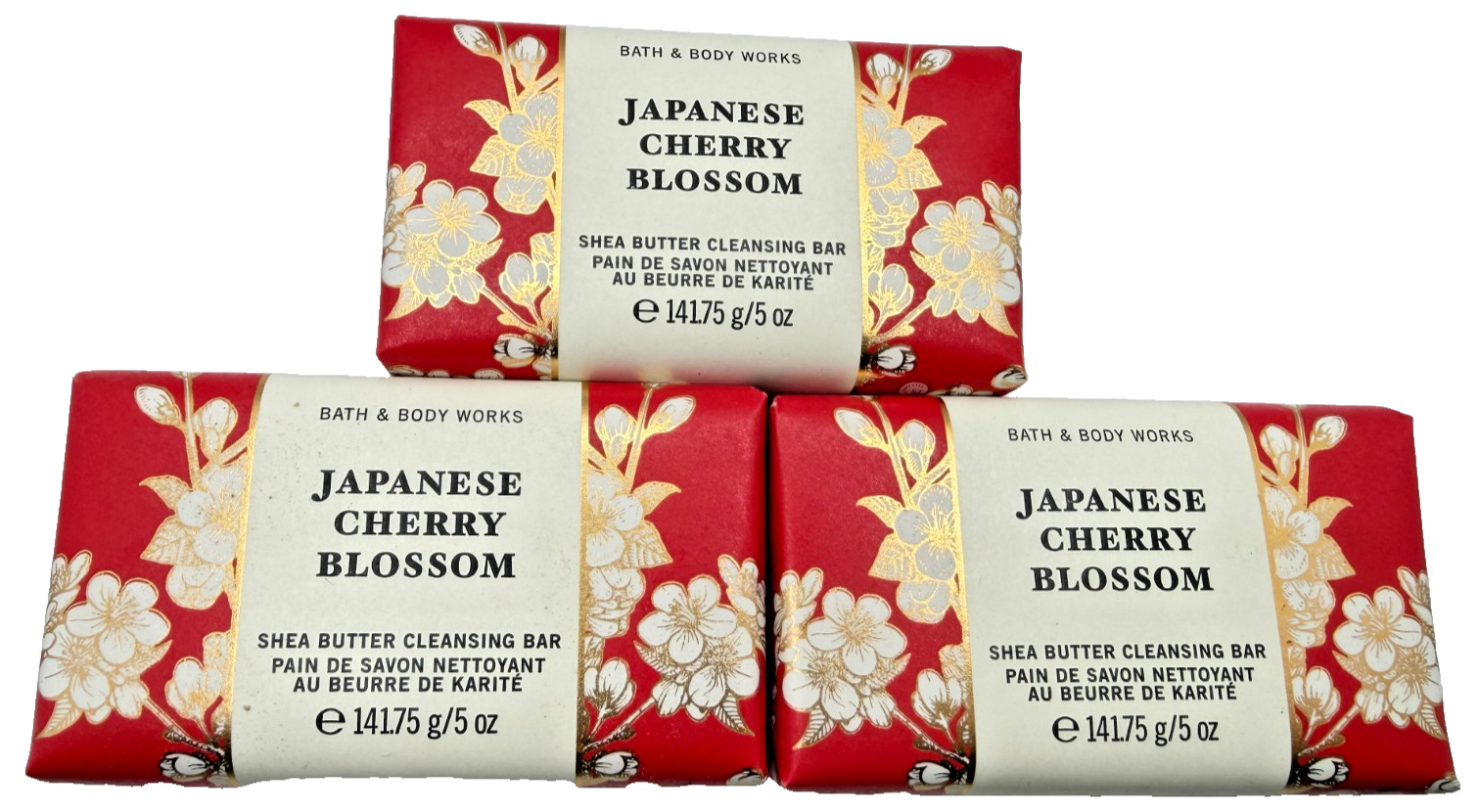 NEW Bath & Body Works Lot 3 Japanese Cherry Blossom Shea Cleansing Bar Soap 5 oz