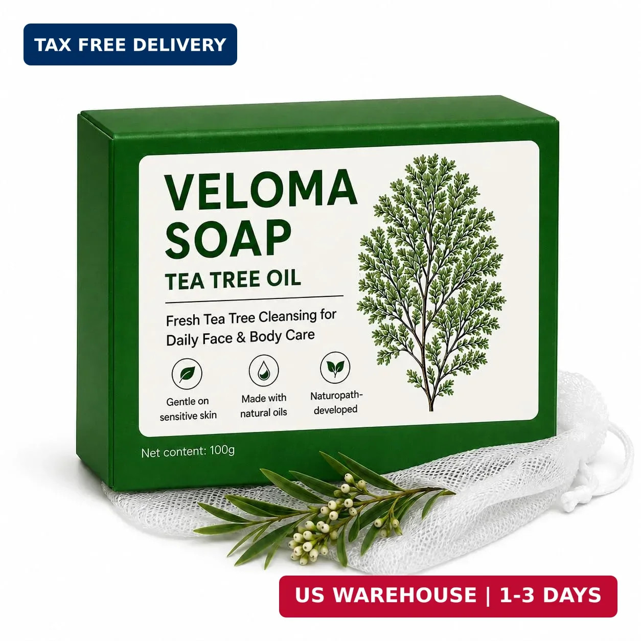Veloma Antifungal Soap, Veloma Soap, 3.52oz | Tea Tree & Eucalyptus Formula with