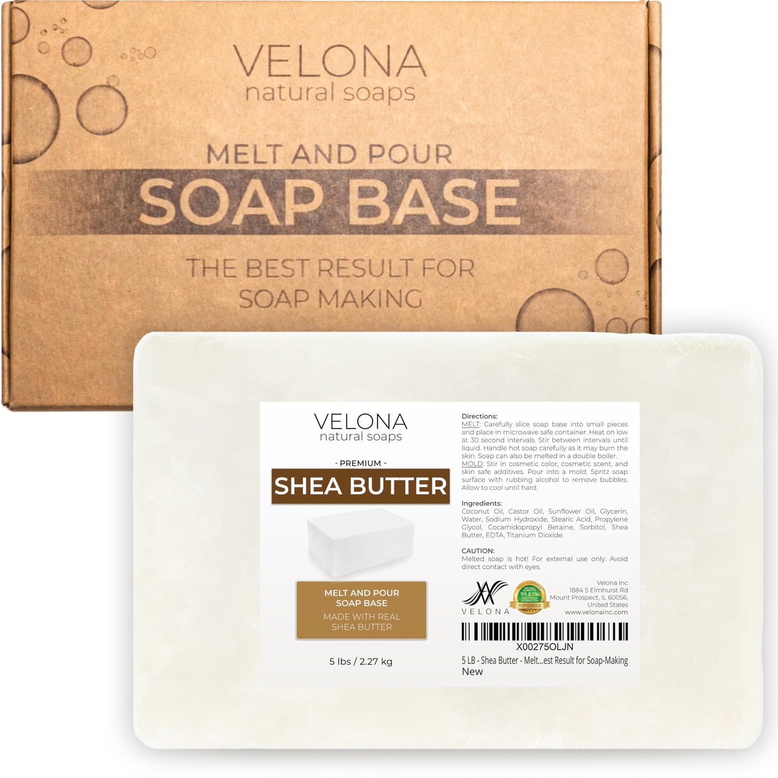 velona 5 LB – Shea Butter – Melt and Pour Soap 80 Ounce (Pack of 1), White