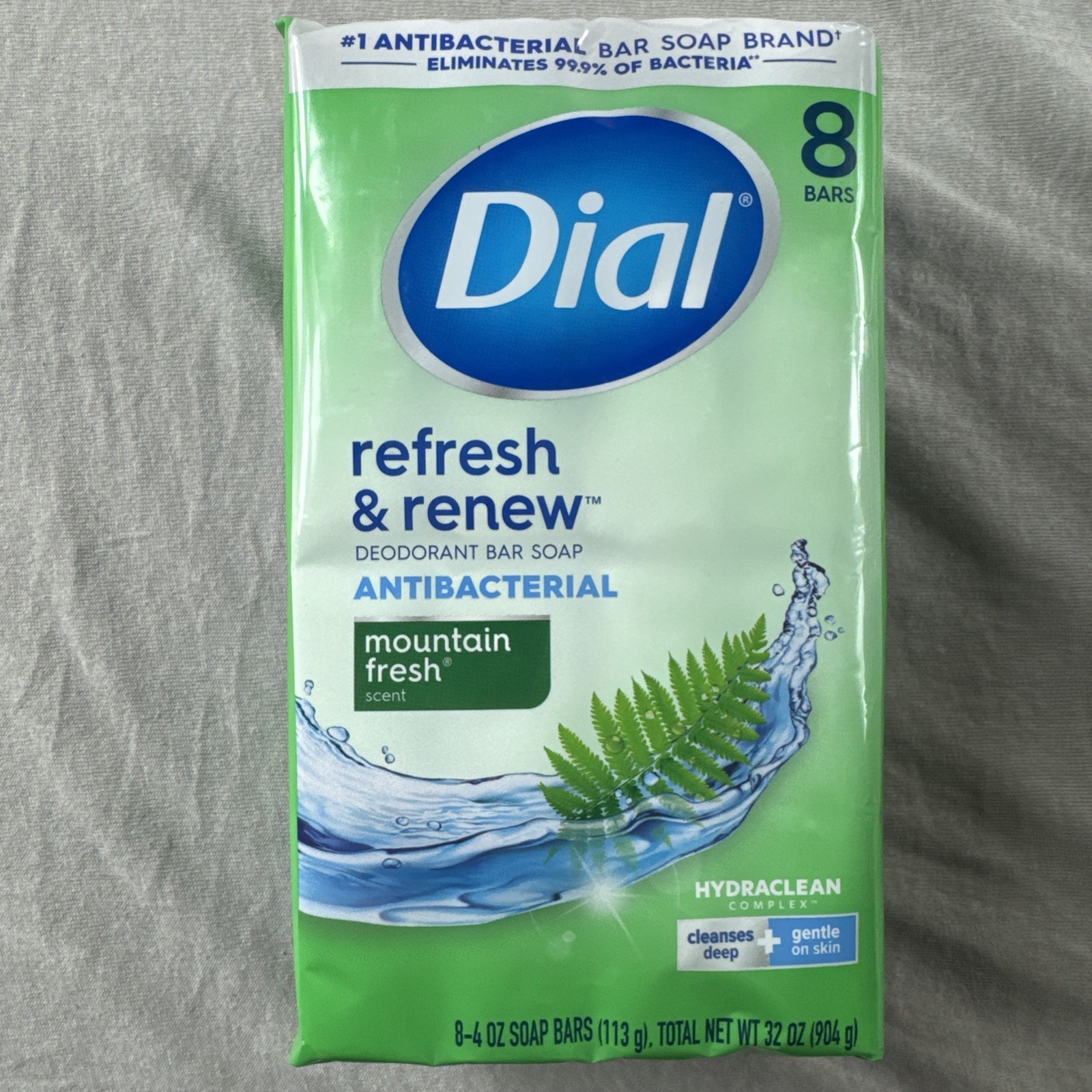 Dial Antibacterial Bar Soap Refresh & Renew Mountain Fresh 4 oz 8 Bars Pack NEW