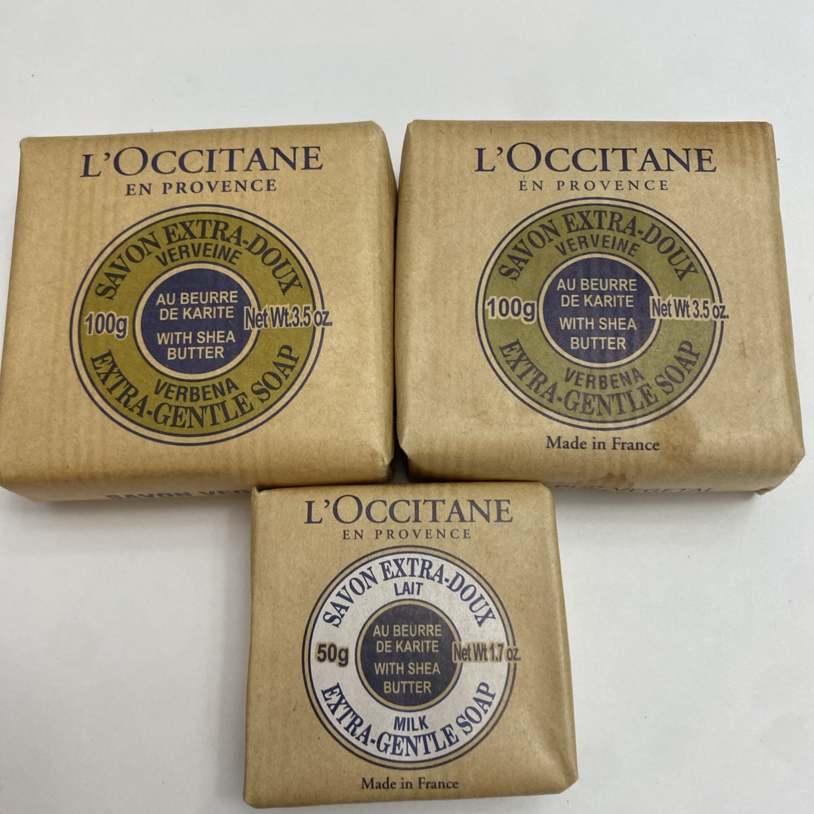 L’Occitane Verbena Shea Butter Extra Gentle Soap 100g 3.5oz 2 Bars +50g Milk Bar