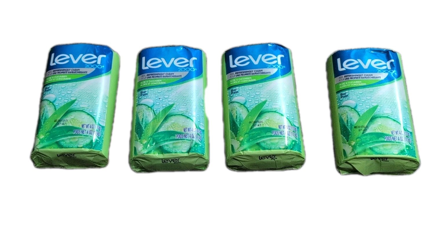 Lever 2000 Fresh Aloe Cucumber Bar Soap Made in Mexico Lot of 4 Bars 4 oz Ea HTF