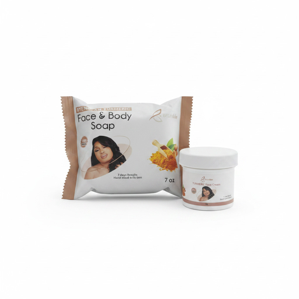 **Turmeric Skincare Bundle Face Cream 2oz + Soap Bar 7oz Daily Care Set**