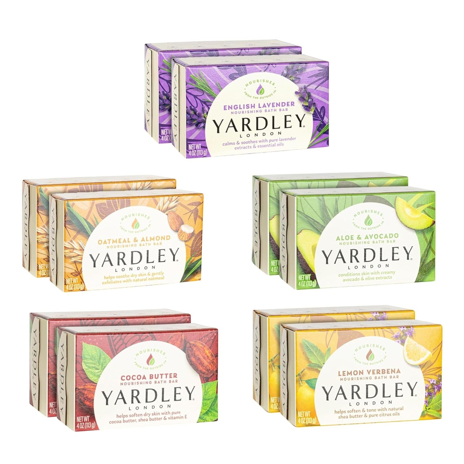 Yardley London Soap Bath Bar Bundle – 10 Bars Total / 2 Of Each