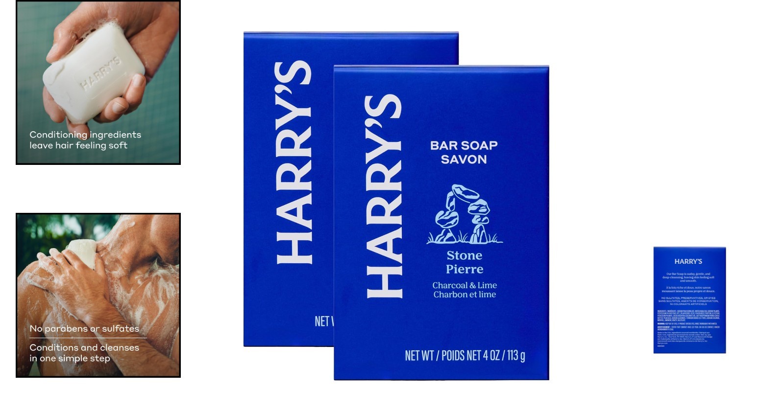 Gentle Men’s Body Soap – Stone Scent, 4 oz Bars, 2-Pack for All Skin Types
