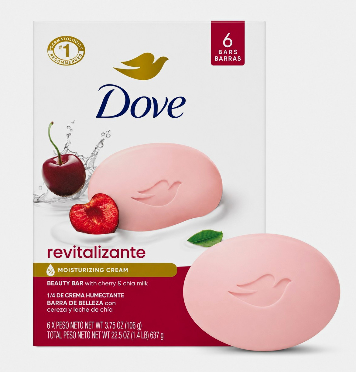 2x 6 Dove Revitalizante Moisturizing Beauty Bar Soap Cherry & Chia Milk 3.75 oz