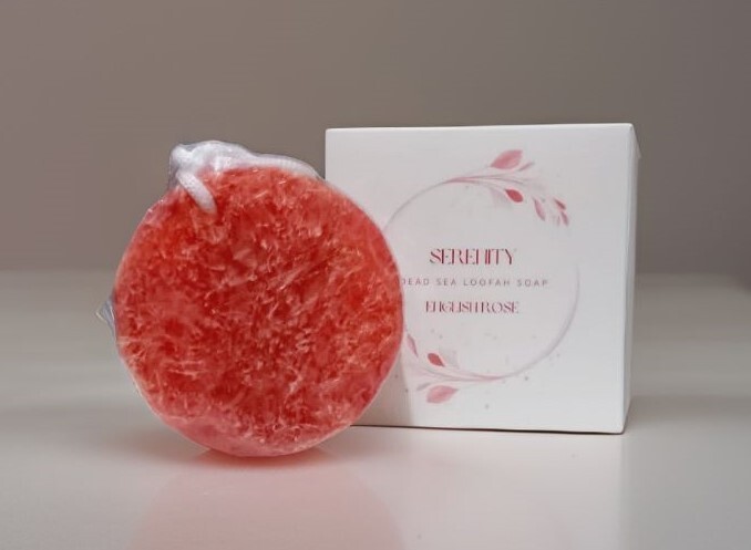 Dead Sea Loofah Soap English Rose – Luxury Bath Bar with Natural Minerals