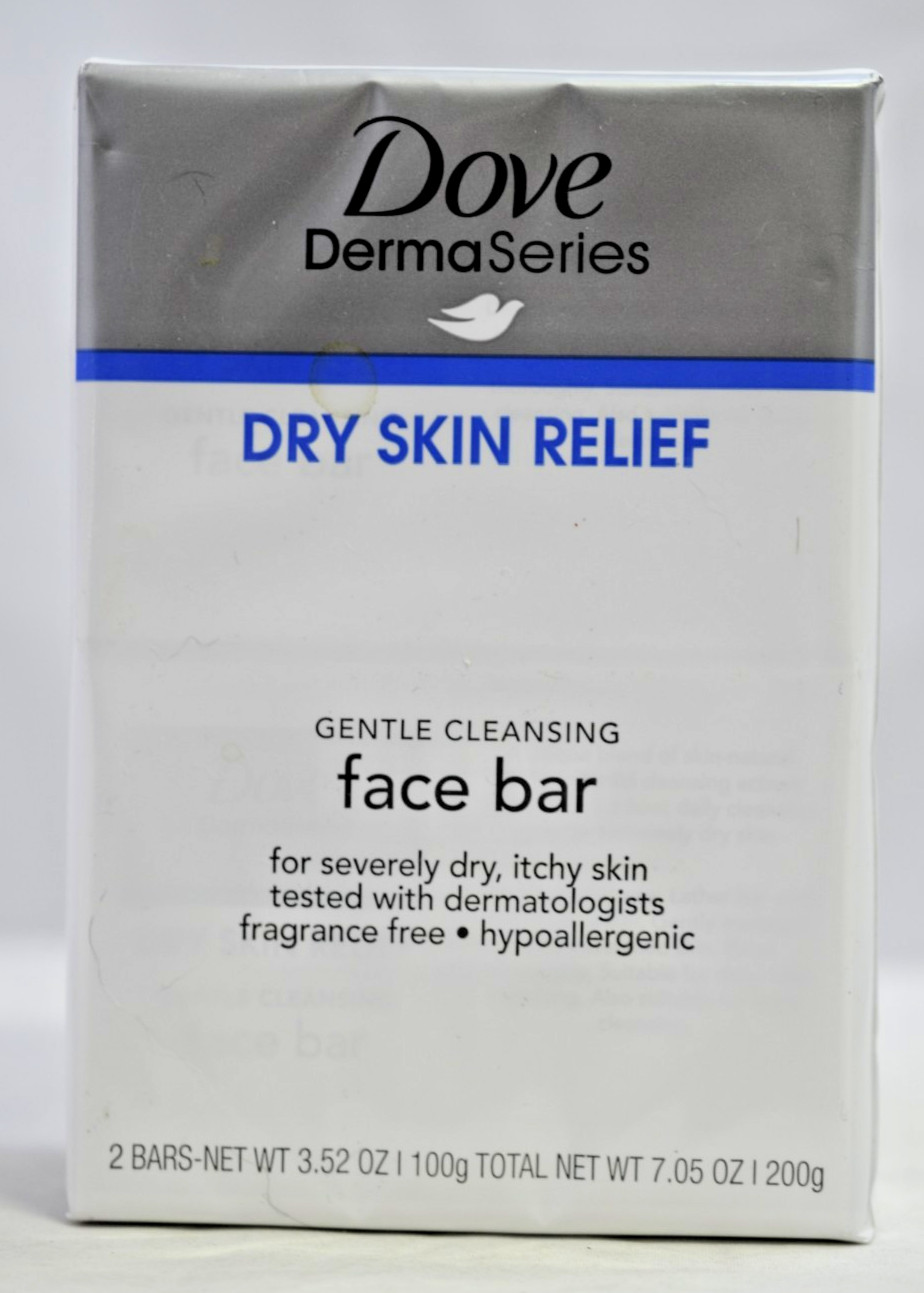 Dove DermaSeries Dry Skin Relief Gentle Cleansing Face Bar 2 Ct 3.52 Oz