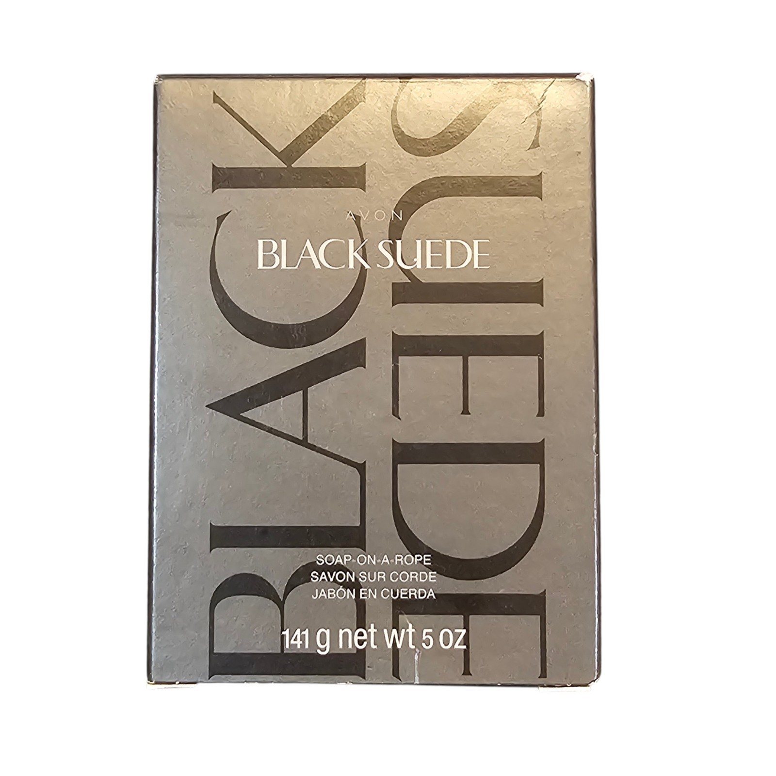 Vintage Avon Black Suede Soap On A Rope 5 oz 141g Men’s Bar Soap Sealed In Box