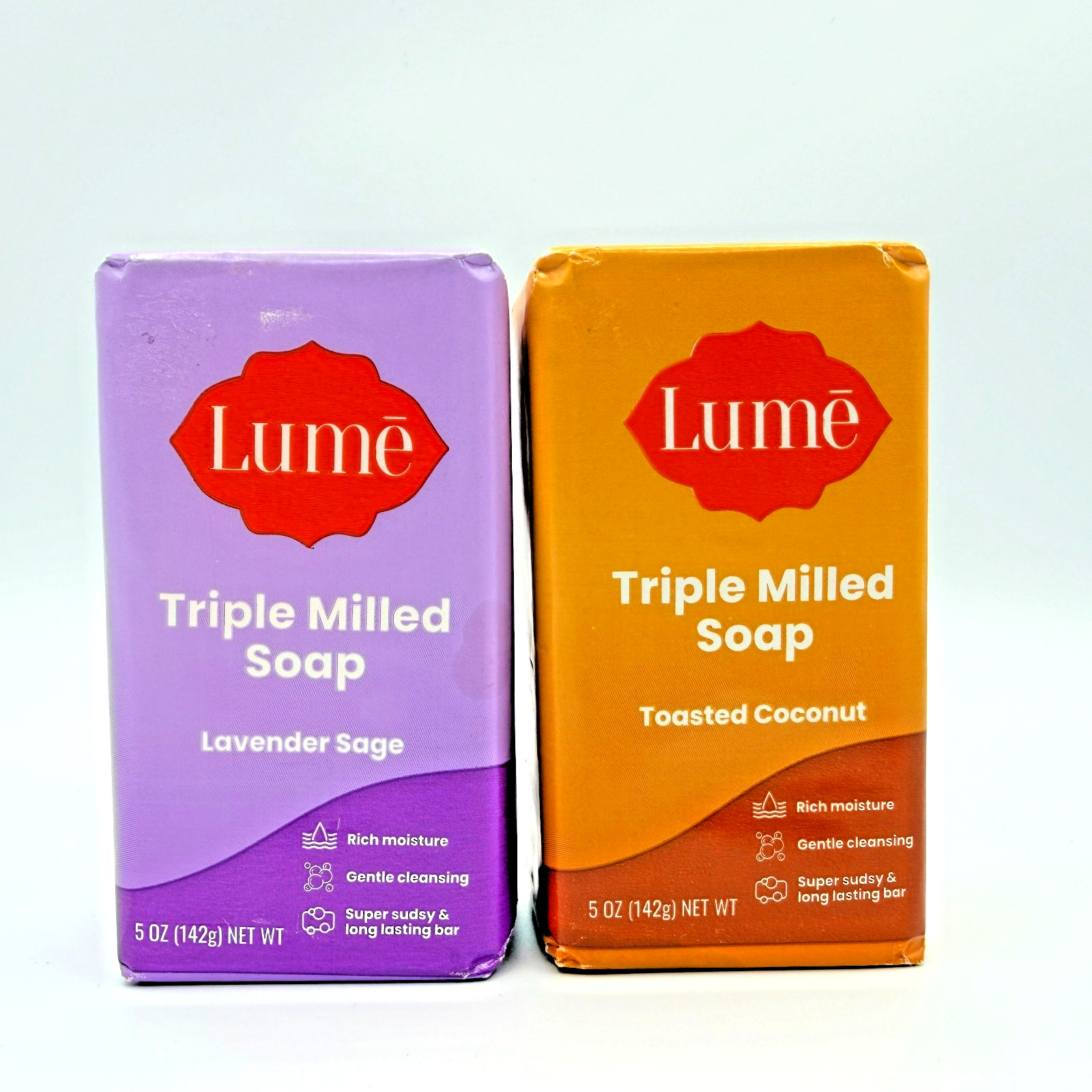 Lume Triple Milled Bar Soap LOT 1 LAVENDER SAGE 1 TOASTED COCONUT 5 oz